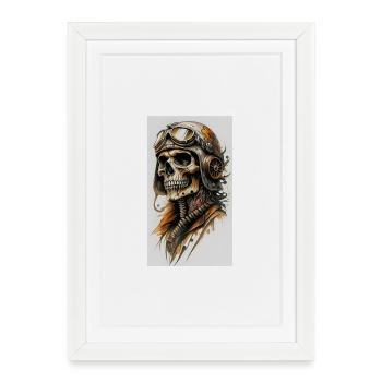 Pilote squelette dans le style steampunk - Affiche encadrée (27 × 37 cm) - blanc - Devant