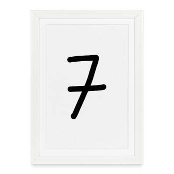 7 Numéro sept numéro noir anniversaire - Affiche encadrée (27 × 37 cm) - blanc - Devant
