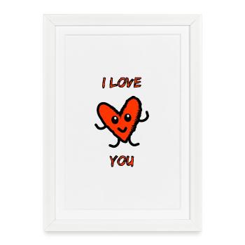 SAINT VALENTIN. COEUR. JE T'AIME. I LOVE YOU - Affiche encadrée (27 × 37 cm) - blanc - Devant