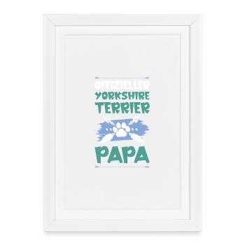 Yorkshire terrier chiens papa - Affiche encadrée (27 × 37 cm) - blanc - Devant