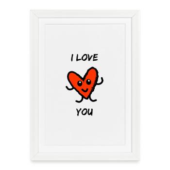 SAINT VALENTIN. EVJF. JE T'AIME. I LOVE YOU. AMOUR - Affiche encadrée (27 × 37 cm) - blanc - Devant
