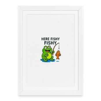 Poisson amical singe et grenouille - Affiche encadrée (27 × 37 cm) - blanc - Devant