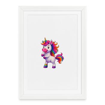 Colorful unicorn with rainbow mane - Framed poster (27 × 37 cm) - white - Front
