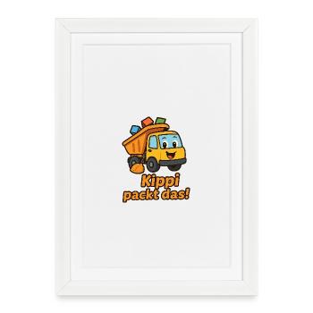 Illustration de camion de chantier drôle - Affiche encadrée (27 × 37 cm) - blanc - Devant