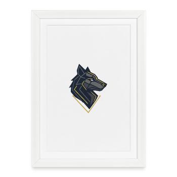 Emblème géométrique du loup - Affiche encadrée (27 × 37 cm) - blanc - Devant