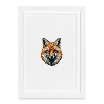 Renard dans le style mosaïque - Affiche encadrée (27 × 37 cm) - blanc - Devant
