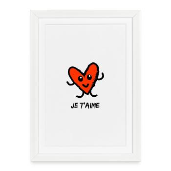 JE T'AIME. SAINT VALENTIN. COEUR. JE T'AIME - Affiche encadrée (27 × 37 cm) - blanc - Devant