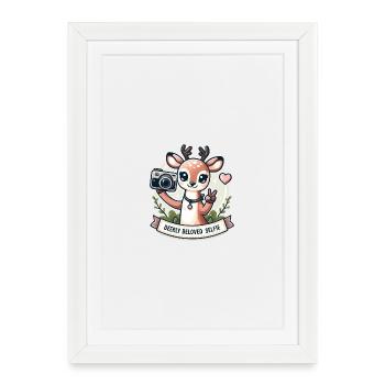 Deer Selfie Cartoon: Deerly Beloved - Framed poster (27 × 37 cm) - white - Front