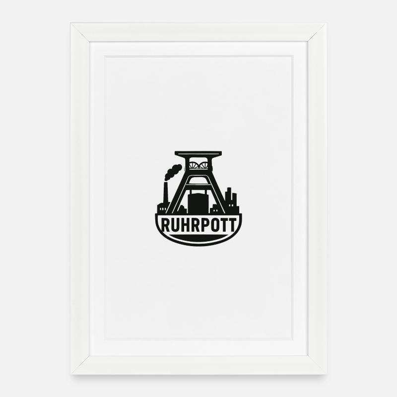 Ruhrpott Industrie Silhouette - Gerahmtes Poster (27 × 37 cm) - Weiß