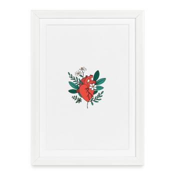 Anatomical Heart in Floral Bloom - Framed poster (27 × 37 cm) - white - Front