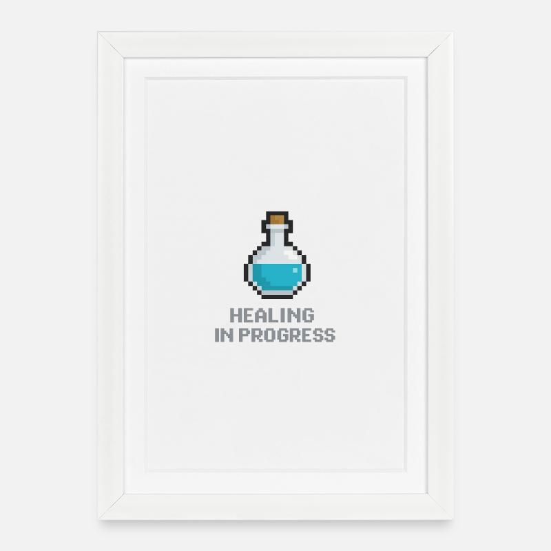 Pixel-Heiltrank - Gerahmtes Poster (27 × 37 cm) - Weiß