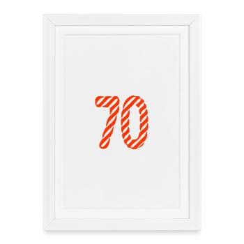 70. 70 ANS. 70e ANNIVERSAIRE. ANNIVERSAIRE 70 ANS. - Affiche encadrée (27 × 37 cm) - blanc - Devant