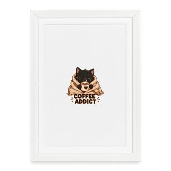 Cats and Coffee - Framed poster (27 × 37 cm) - white - Front