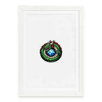 Green Dragon with Diamond - Framed poster (27 × 37 cm) - white - Front