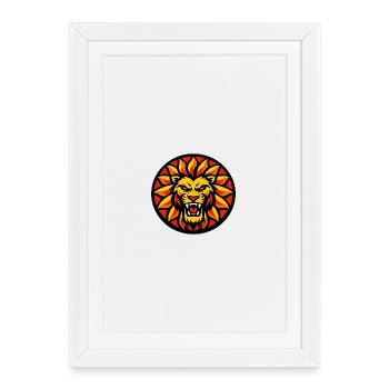 Fire Lion Sun Circle Emblem - Framed poster (27 × 37 cm) - white - Front