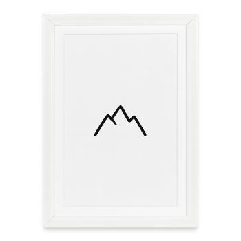 Paysage de montagne avec lever de soleil - Affiche encadrée (27 × 37 cm) - blanc - Devant