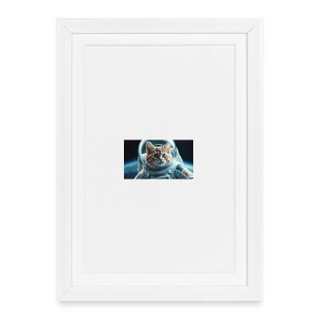 Astronaute Cat en orbite - Affiche encadrée (27 × 37 cm) - blanc - Devant