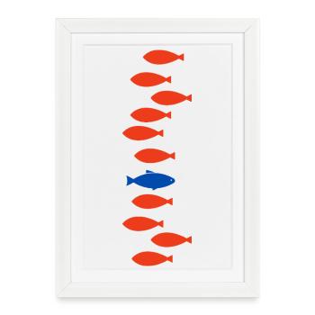 Single Fish - Framed poster (27 × 37 cm) - white - Front