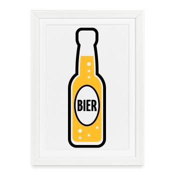 Bierflasche (Bier / Bierchen / POS 2C) - Gerahmtes Poster (27 × 37 cm) - Weiß - Vorne