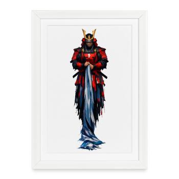 Red Warrior Samurai Coat - Framed poster (27 × 37 cm) - white - Front