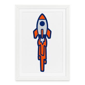 Launching Rocket Silhouette - Framed poster (27 × 37 cm) - white - Front