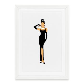 Petit-déjeuner diamant avec chat - Affiche encadrée (27 × 37 cm) - blanc - Devant