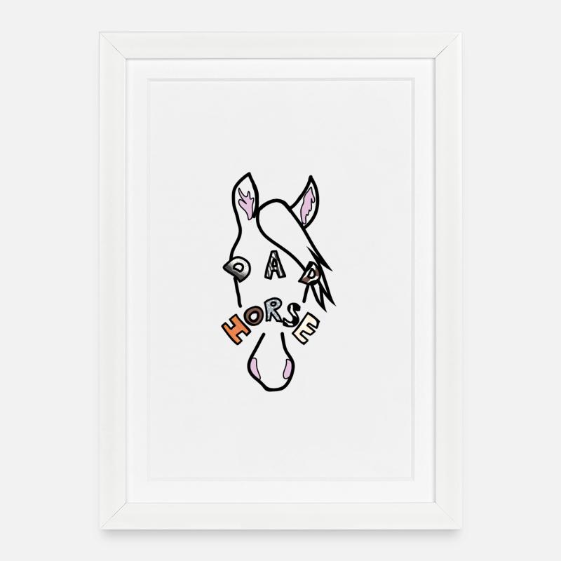 Horse FaceMysterious with Enigmatic Expression - Framed poster (27 × 37 cm) - white