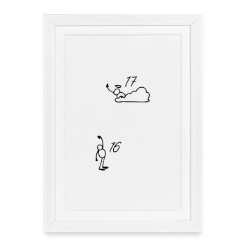17 ans Cadeau 17e Anniversaire - 17 Ans - Affiche encadrée (27 × 37 cm) - blanc - Devant