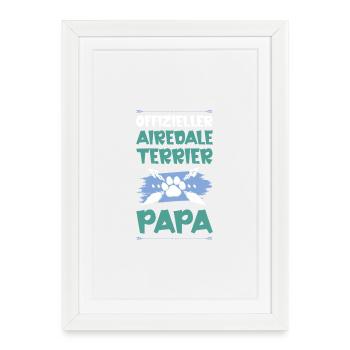 Airedale Terrier Chiens Papa - Affiche encadrée (27 × 37 cm) - blanc - Devant