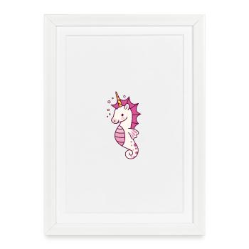 Fantaisie de licorne d’hippocampe - Affiche encadrée (27 × 37 cm) - blanc - Devant