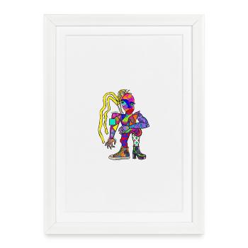 Style de portrait de rue cubiste vibrant - Affiche encadrée (27 × 37 cm) - blanc - Devant