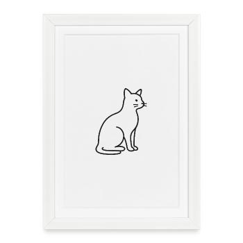 Cat Silhouette Line Art - Framed poster (27 × 37 cm) - white - Front