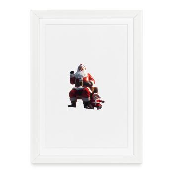 Santa on Bench with Baby Elf - Framed poster (27 × 37 cm) - white - Front