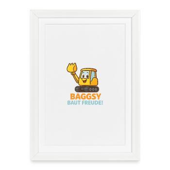 Excavatrice au visage amical - Affiche encadrée (27 × 37 cm) - blanc - Devant