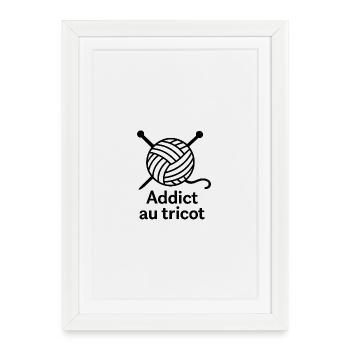 Addict au tricot: ball laine et aiguilles - Affiche encadrée (27 × 37 cm) - blanc - Devant