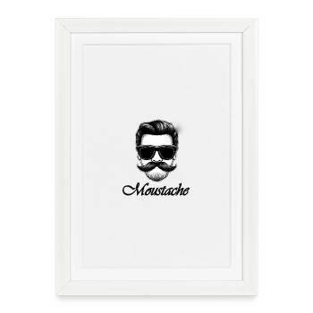 Moustache - Affiche encadrée (27 × 37 cm) - blanc - Devant