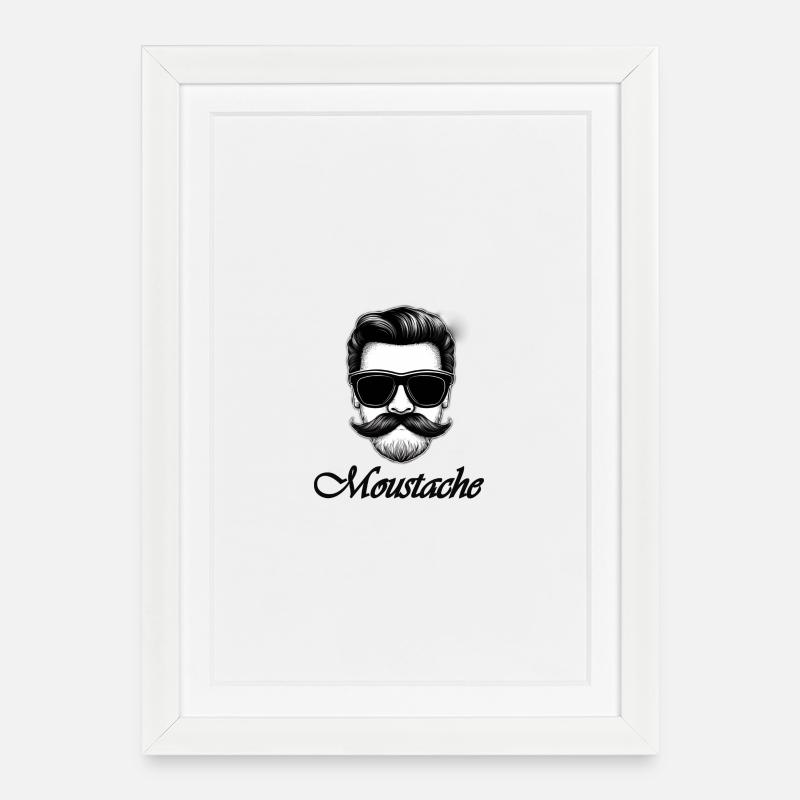 Moustache - Affiche encadrée (27 × 37 cm) - blanc