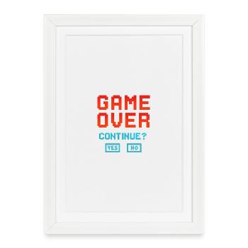 Game Over, continuer ? - Affiche encadrée (27 × 37 cm) - blanc - Devant