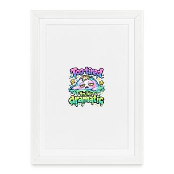 Too Tired to Be Dramatic – Funny Melting Cartoon - Framed poster (27 × 37 cm) - white - Front