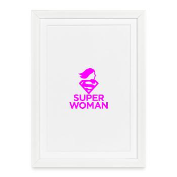 Logo Superwoman Rose Radieux - Affiche encadrée (27 × 37 cm) - blanc - Devant