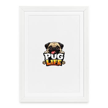 Pug Life Cartoon Emblem - Framed poster (27 × 37 cm) - white - Front