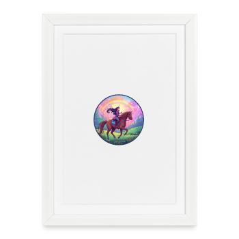 Imaginative fairy on horse - Framed poster (27 × 37 cm) - white - Front