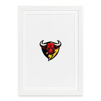 Roter Bullenblitz Schild - Framed poster (27 × 37 cm) - white - Front