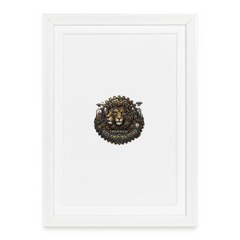 Steampunk Lion : Forgez votre héritage - Affiche encadrée (27 × 37 cm) - blanc - Devant