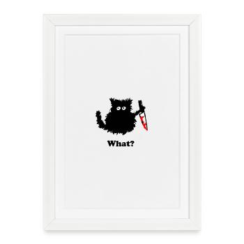 Chaton meurtrier Sticker - Affiche encadrée (27 × 37 cm) - blanc - Devant