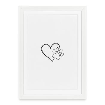 Cœur et patte - Affiche encadrée (27 × 37 cm) - blanc - Devant