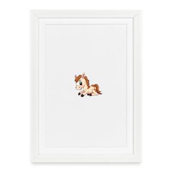 Poney kawaii taches marron pastel - Affiche encadrée (27 × 37 cm) - blanc - Devant