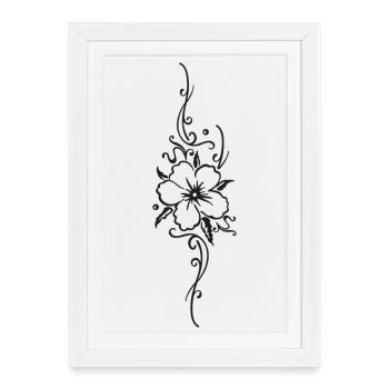 Ornement avec grande fleur d’hibiscus, hibiscus - Affiche encadrée (27 × 37 cm) - blanc - Devant