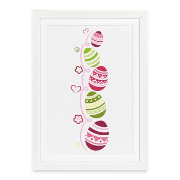 Colorful easter eggs with flowers and hearts. - Framed poster (27 × 37 cm) - white - Front