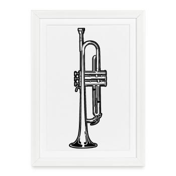 Trompette de jazz - Affiche encadrée (27 × 37 cm) - blanc - Devant